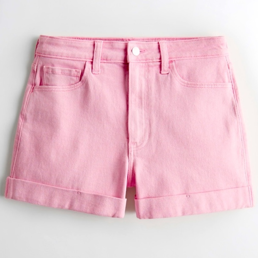 Ultra High Rise Pink Denim Mom Short from Hollister